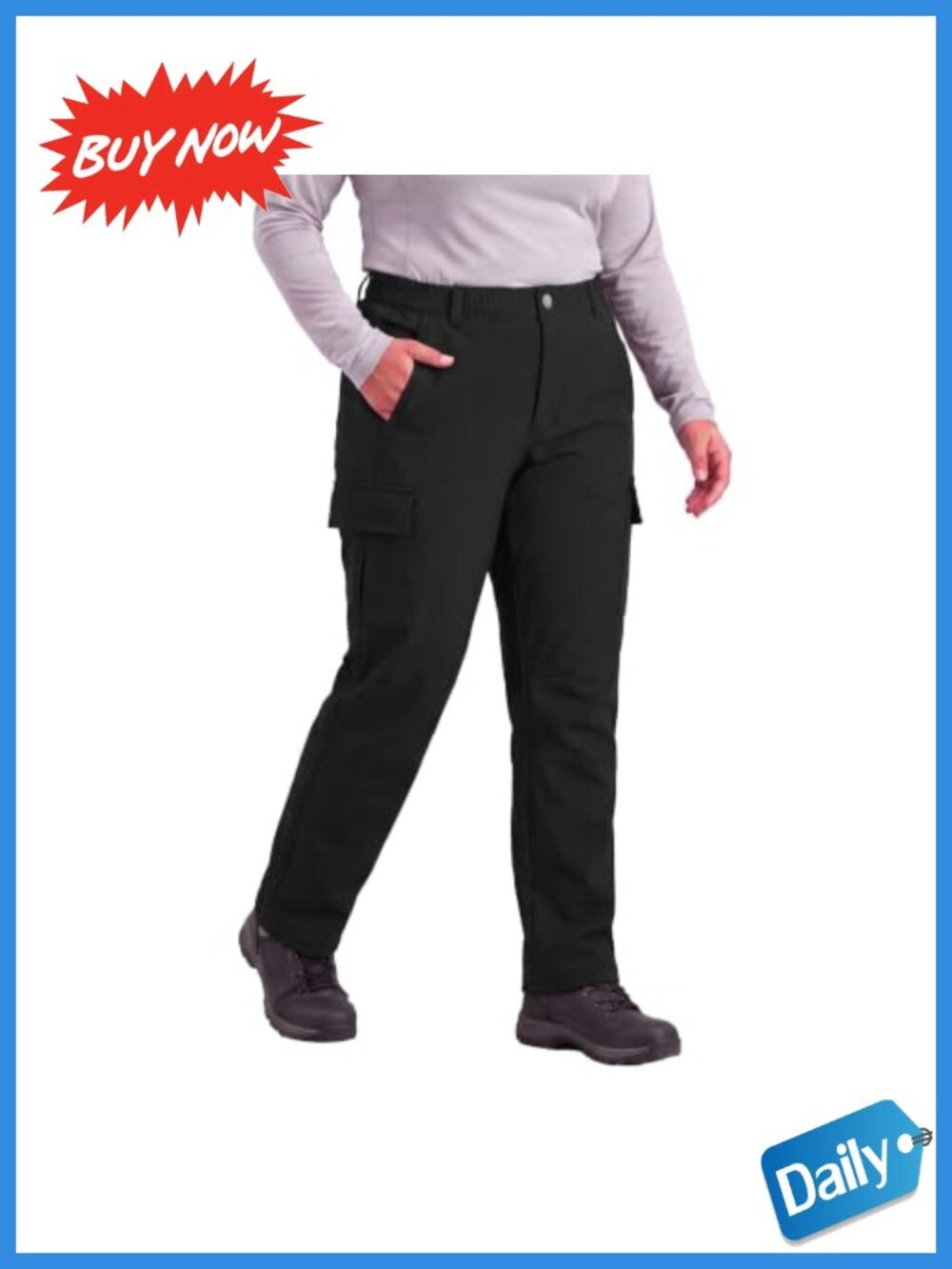Plus Size Cargo Hiking Pants Fleece Lined Winter 5 Pockets